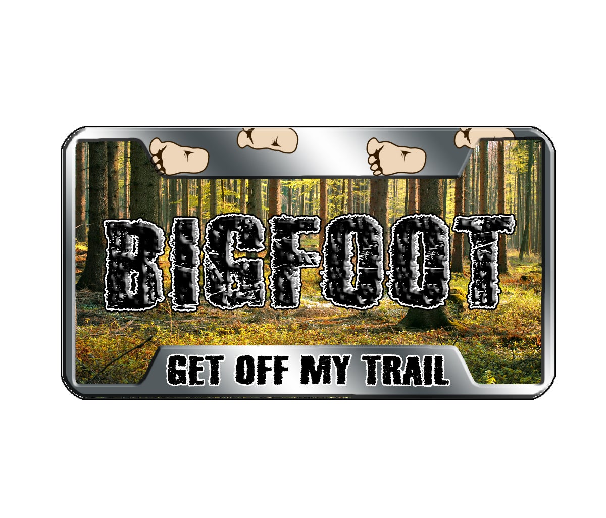 Bigfoot License Tag Forest Acrylic Magnet Sasquatch Outpost